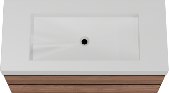 Balmani Mitra zwevend badkamermeubel 120 x 55 cm notelaar met Modus enkele wastafel voor 2 kraangaten in solid surface mat wit