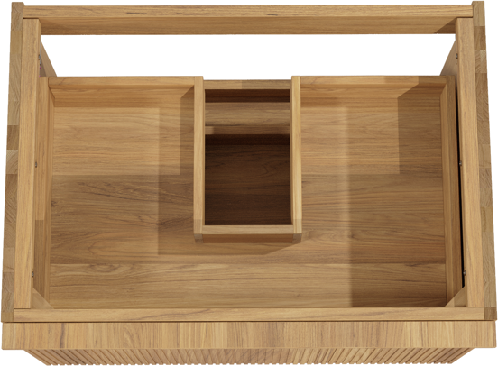 Balmani Forma zwevende wastafelonderkast 75 x 55 cm teakhout 2 lades vert. sym. groef