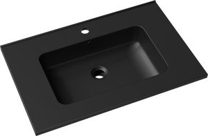 Linie Vano enkele wastafel mat zwarte composietmarmer 70 x 46 cm