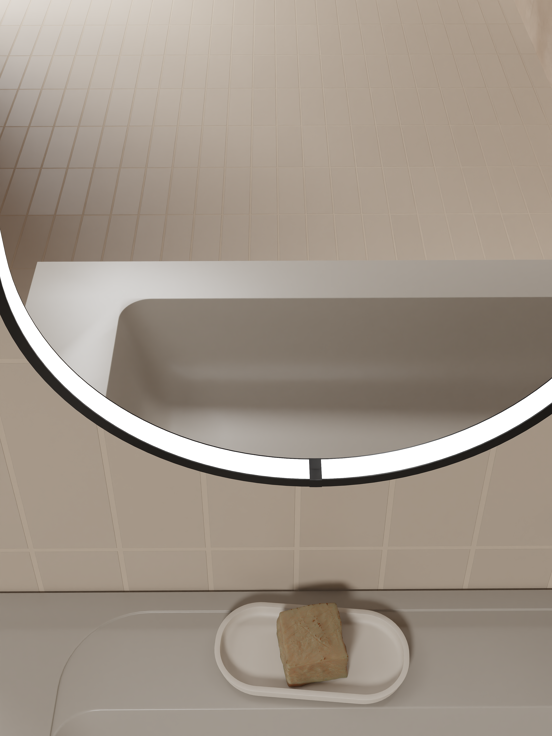 Balmani Secret Black ovaal badkamerspiegel zwart 45 x 120 cm met spiegelverlichting en anti-damp