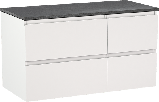 Linie Lado meuble salle de bains suspendu 100 x 46 cm blanc mat avec Lado tablette simple ou double en mélaminé ardoise gris