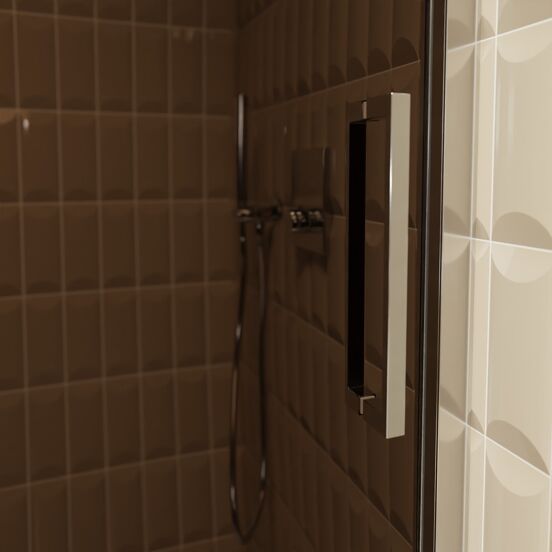 Balmani Senses Design douche schuifdeur omkeerbaar 120 cm x 210 cm Brons glas, Chroom profielen
