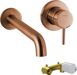 Blaufoss Round inbouw wastafelkraan Brushed Rosegold incl. inbouwelement