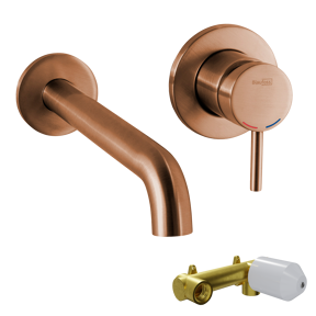 Blaufoss Round robinet de lavabo encastré Brushed Rosegold incl élément intégré