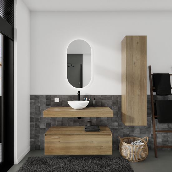 Storke Edge Modulo zwevende wastafelonderkast 105 x 48 cm ruw eiken 1 lade
