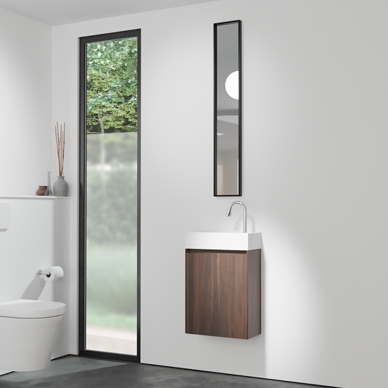 Balmani Mitra meuble wc suspendu 42 x 21 cm noyer américain avec Dama lavabo en Solid Surface mat