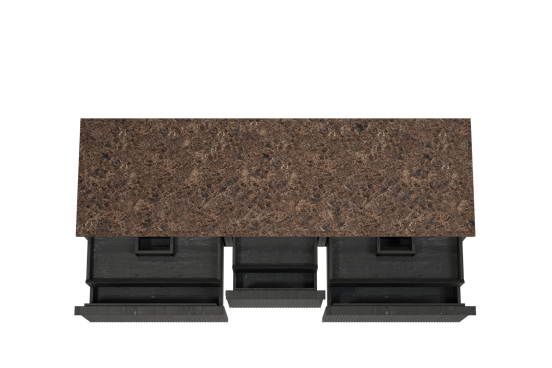 Balmani Forma zwevend badkamermeubel 180 x 55 cm zwarte eik met Stretto enkel of dubbel tablet in marmer dark emperador, Verticale symmetrische rechte ribbel