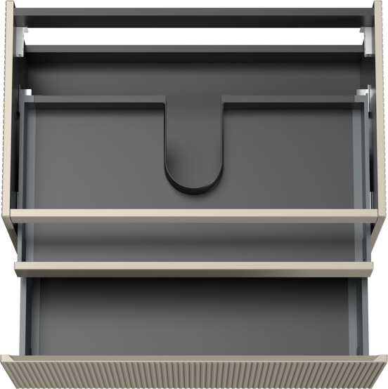 Storke Ribs meuble sous-vasque suspendu 85 x 52 cm soie grise 2 tiroirs
