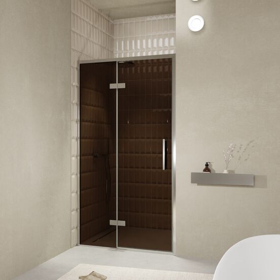 Balmani Senses Design douche draaideur links 120 cm x 210 cm Brons glas, Chroom profielen, met coating