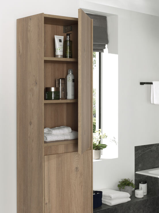 Storke Edge zwevende badkamerkast ruwe eik 40 x 30 x 170 cm