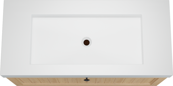 Balmani Lemon meuble salle de bains suspendu 120 x 55 cm, plaqué chêne naturel avec Modus plan simple pour 2 trous de robinet en blanc mat