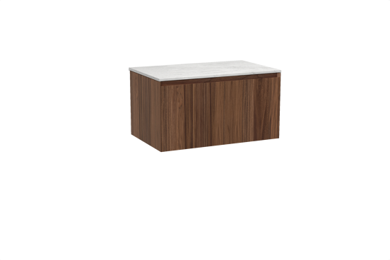 Balmani Idra hängendes Möbelstück Set: 90 x 55 cm, Nussbaum, mit Stretto Einzel Waschtischplatte, Marmor Carrara