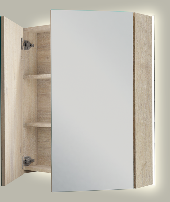 Linie Montro spiegelkast 70 x 75 cm natuur eik met spiegelverlichting