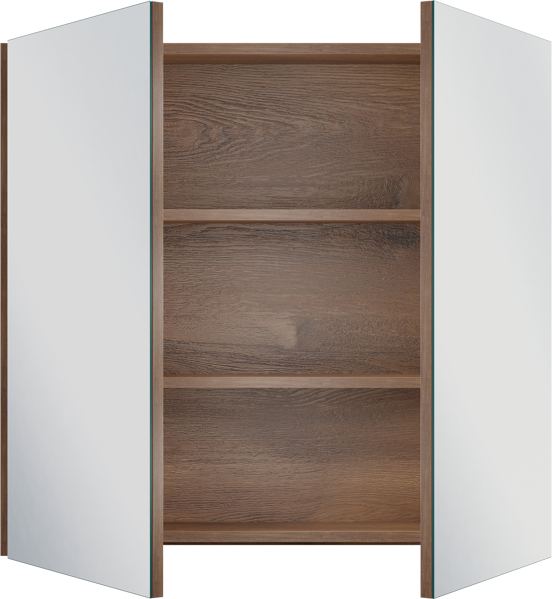 Linie Montro Spiegelschrank Bad: 80 x 75 cm, braune Eiche