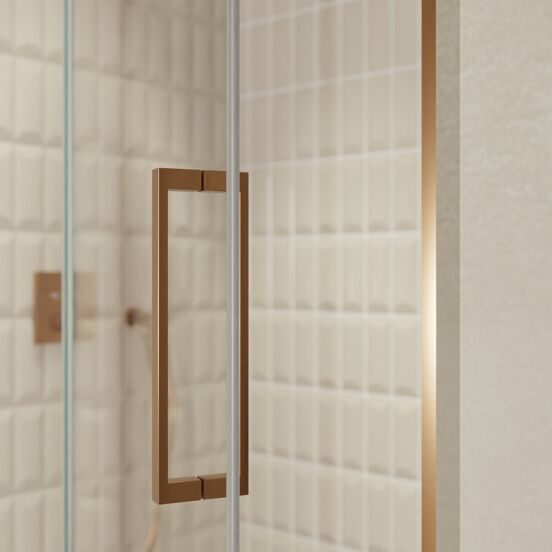 Balmani Senses Design douche draaideur links 140 cm x 210 cm Helder glas, Brushed Rosegold profielen
