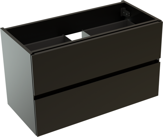 Storke Edge hängender Waschbeckenunterschrank: 80 x 40 cm, Schwarz matt, 2 Schubladen