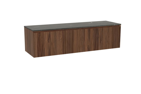 Balmani Idra hängendes Möbelstück Set: 180 x 55 cm, Nussbaum, mit Stretto Einzel- oder Doppel Waschtischplatte, Marmor Pietra Grey