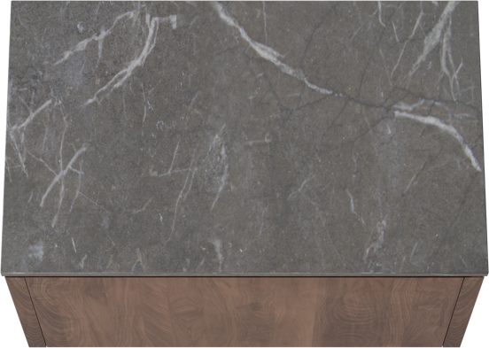 Balmani Eclips hängendes Möbelstück Set: 90 x 55 cm, Amerikanischer Nussbaum, mit Stretto Einzel Waschtischplatte Pietra Grey Marmor