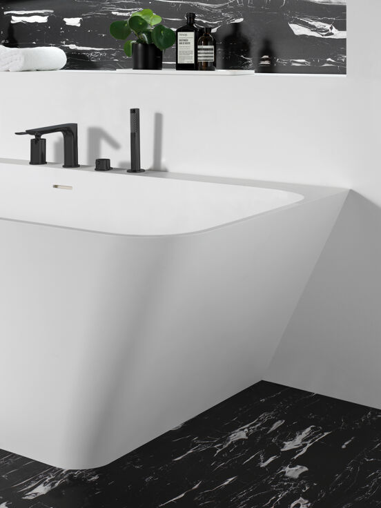 Balmani Zigga halfvrijstaand bad 180 x 85 cm Solid Surface mat wit