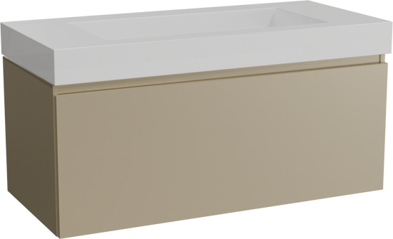 Balmani Sfera meuble salle de bains suspendu 120 x 55 cm dune avec Modus plan simple pour 2 trous de robinet en solid surface blanc mat