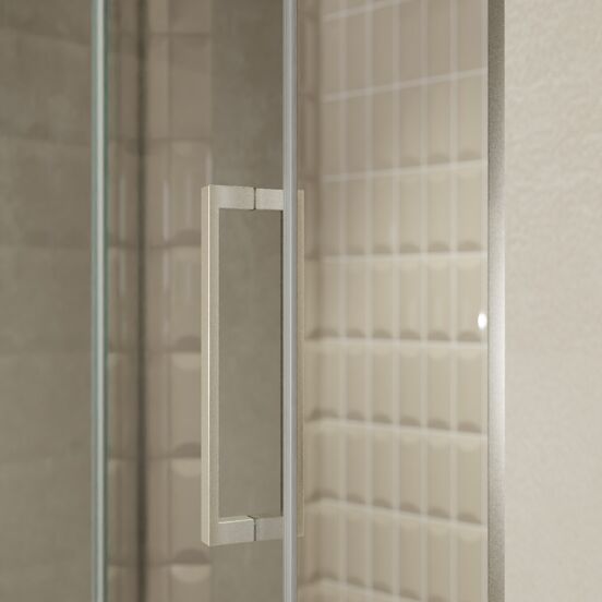 Balmani Senses Design douche draaideur links 120 cm x 210 cm Reflex spiegelglas, Brushed CoolMetal profielen, met coating