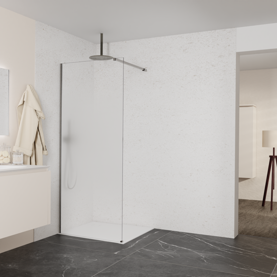Balmani Modular inloopdouche: 90 x 200 cm, Permafrost met coating, Brushed GunMetal profielen