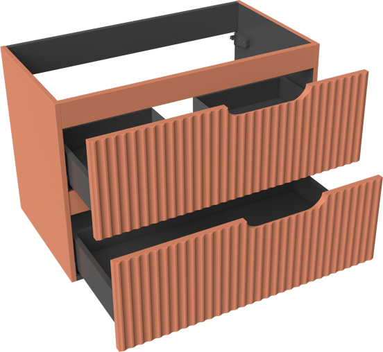 Linie Ribbo zwevende wastafelonderkast 80 x 46 cm cotto 2 lades