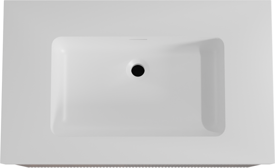 Storke Ribs hängendes Möbelstück Set: 85 x 52 cm, Nussbaum, mit Mata High Einzelwaschtisch, Solid Surface, Weiß matt, Vertikale symmetrische gerade Rippe