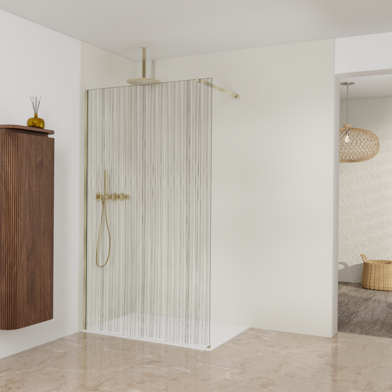 Balmani Modular douche à l'italienne: 120 x 200 cm, Mikado, Profil Brushed Champagne Gold