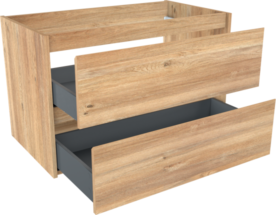 Storke Seda meuble sous-vasque suspendu 95 x 52 cm chêne brut 2 tiroirs