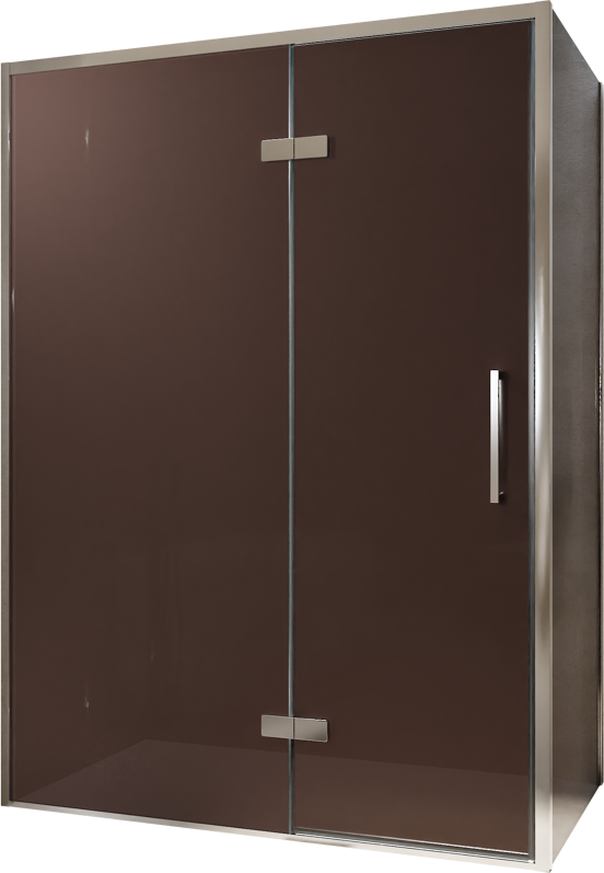 Balmani Senses Design douchehoek met linkse draaideur en vaste zijwand, 140 x 100 cm, Brons, Chroom profielen, met coating