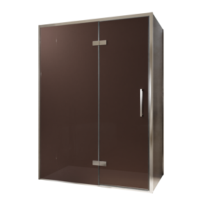 Balmani Senses Design douchehoek met linkse draaideur en vaste zijwand, 140 x 100 cm, Brons, Chroom profielen