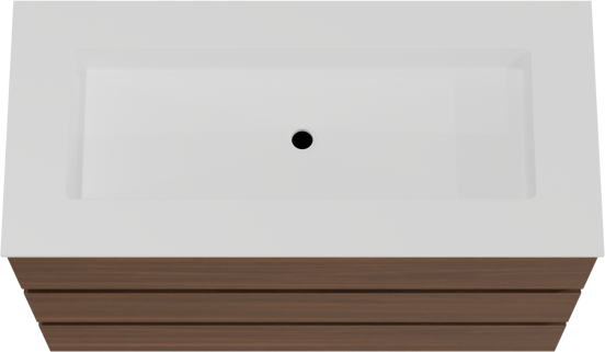 Balmani Lucida staand badkamermeubel 120 x 55 cm amerikaanse notelaar met Tablo Stretto enkele wastafel voor 2 kraangaten in solid surface mat wit