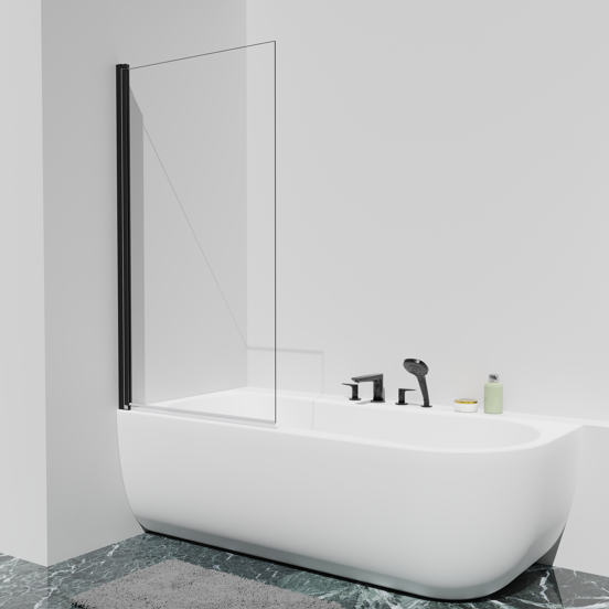 Luca Varess Kuresa pare-baignoire simple 85cm verre clair profil noir mat