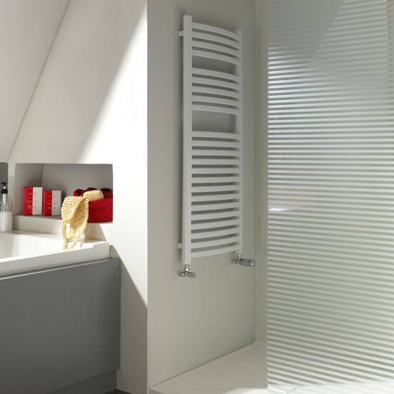 Vipera Kanza Rx enkele handdoekradiator 50 x 120 cm centrale verwarming hoogglans wit zijaansluiting 521W