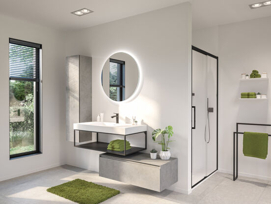 Storke Edge Modulo meuble sous-vasque suspendu 105 x 48 cm béton gris foncé 1 tiroir