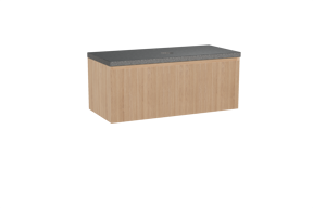 Balmani Fila meuble salle de bains suspendu 120 x 55 cm chêne naturel avec Rock tablette simple en granit noir, Nervure droite symétrique verticale