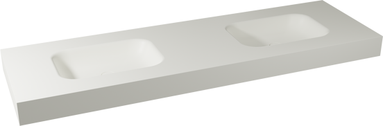 Balmani Arcato Doppelwaschtisch, Solid Surface matt, 180 x 55 cm, Ablaufventil nicht inklusive