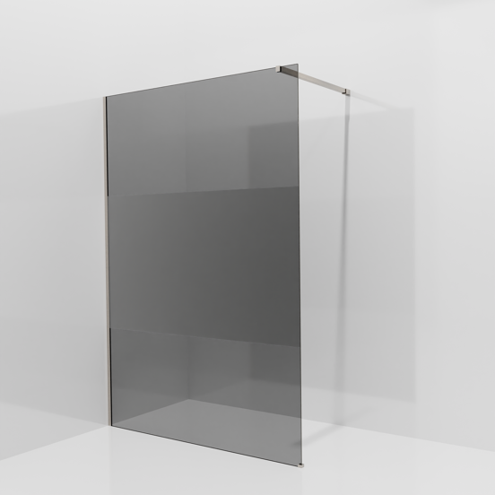 Balmani Modular inloopdouche: 140 x 200 cm, Rookglas met matte strook met coating, Brushed CoolMetal profielen