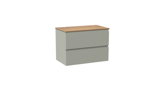 Linie Lado meuble salle de bains suspendu 80 x 46 cm greige avec Lado tablette simple en mélaminé chêne naturel