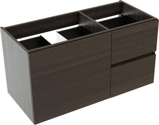 Storke Edge meuble sous-lavabo suspendu 100 x 46 cm asymétrique gauche chêne foncé 3 tiroirs