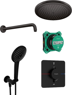 Hansgrohe Showerselect Comfort_Q thermostatische kraan Inbouw regendoucheset met regendouchekop Ø28cm mat zwart