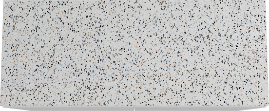 Storke Edge freistehendes Möbelstück Set: 130 x 52 cm, Weiß glänzend, mit Tavola Einzel- oder Doppel Waschtischplatte, Terrazzo in Weiß/Schwarz matt