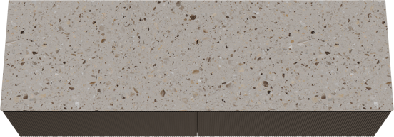 Balmani Fila zwevend badkamermeubel 180 x 55 cm zwarte eik met Stretto enkel of dubbel tablet in terrazzo greige terrazzo, Verticale symmetrische rechte ribbel
