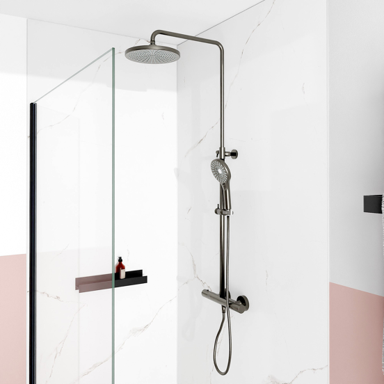 Blaufoss Onos 250 thermostatische kraan regendoucheset Brushed GunMetal