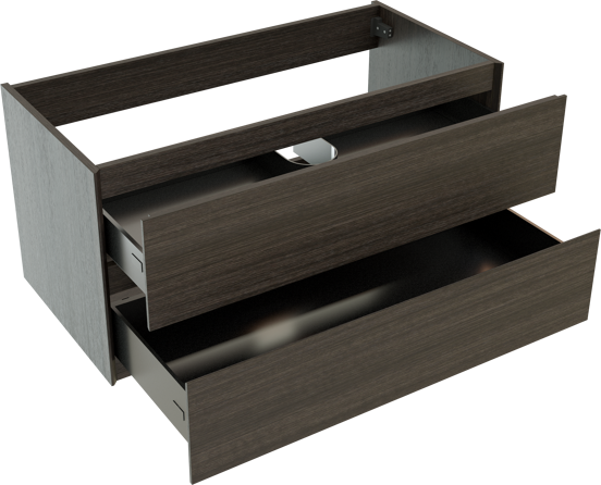Storke Edge hängender Bad-Unterschrank, 105 x 52 cm, Eiche dunkel, 2 Schubladen