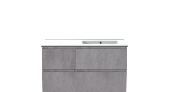 Linie Lado meuble salle de bains suspendu 100 x 46 cm béton gris foncé avec Vano vasque asymétrique droite en marbre composite blanc mat