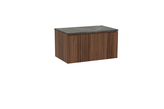 Balmani Idra meuble salle de bains suspendu 90 x 55 cm noyer avec Stretto tablette simple en marbre pietra grey