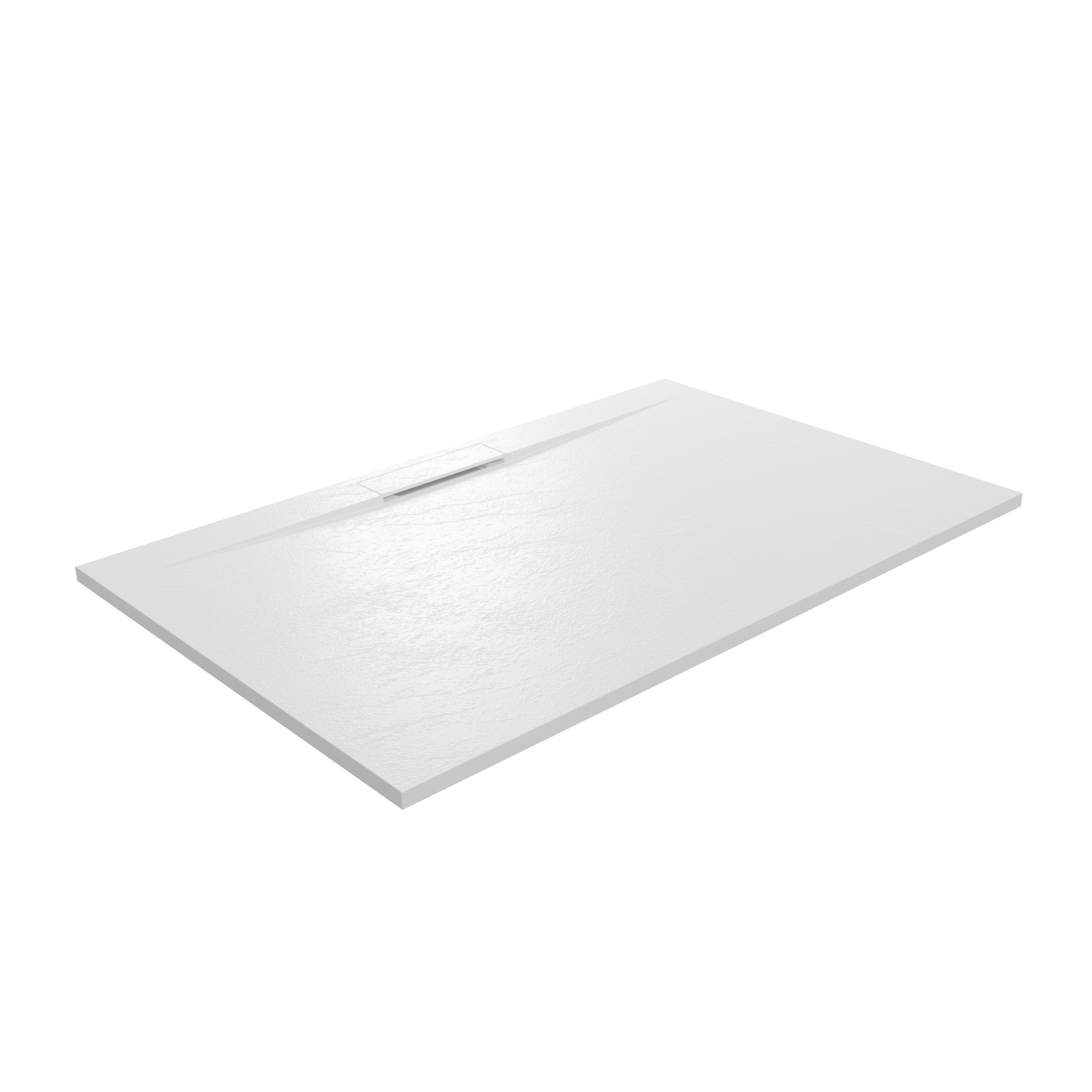 Balmani Juno douchebak 140 x 90 cm composietmarmer mat wit leisteenstructuur