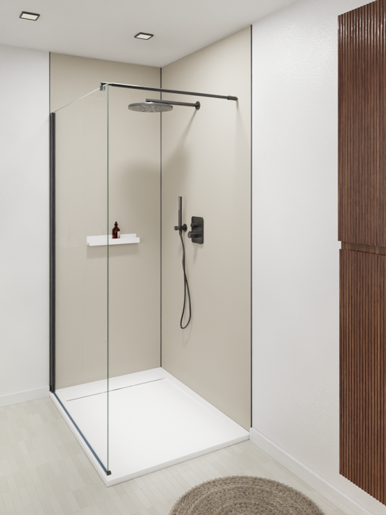 Luca Varess Dandy receveur de douche 120 x 90 cm marbre composite blanc mat  mat structure rock